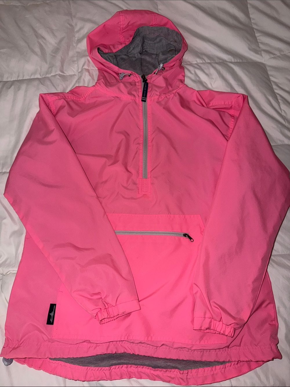 Charles River Apparel Pink Hooded Windbreaker Pullover